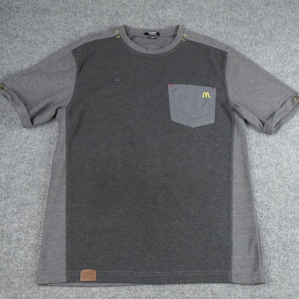 McDonalds Timeless Elements Employee Uniform Pocket Crew‎ Shirt Gray Medium Work